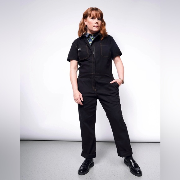 Wildfang The Essential Short Sleeve Coverall Black Jumpsuit XL - Picture 1 of 9